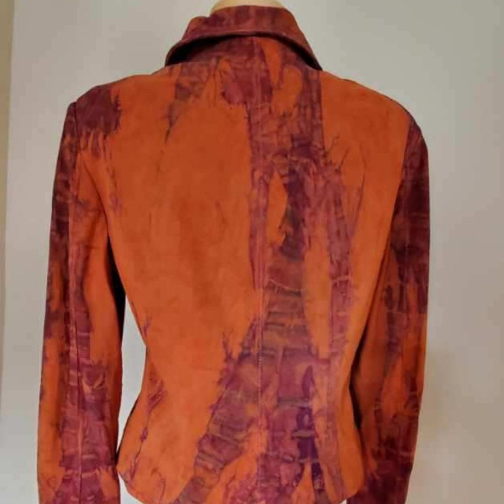 Suede leather Jacket rodeo cowgirl western equestrian orange purple small 4 6 8 - Picture 2 of 6